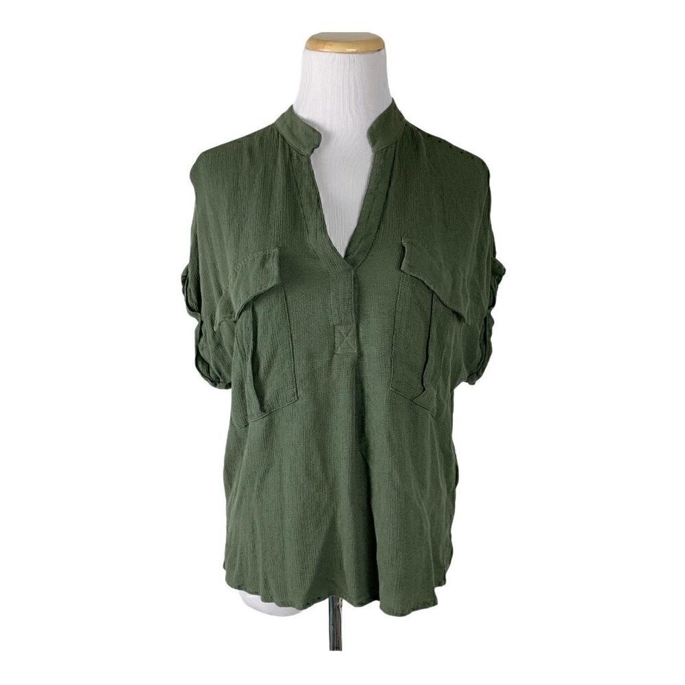 Maeve by Anthropologie Olive Green Top Size Small